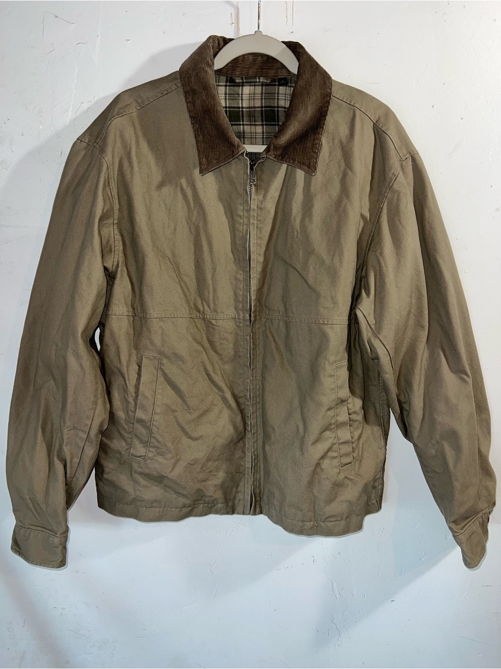 Uniqlo Tan Jacket with Brown Corduroy Collar